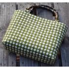 横型手提げバンブー(黒竹)　久保田　大入　抹茶