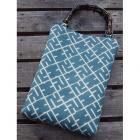 手提げバンブー(黒竹)　久保田　大入角文字　新橋色